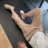IEFB /men's wear autumn new pleated trousers male 2020 thin style casual knitted pants fashion loose straight leg pants 9Y2451